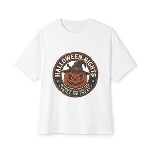 Halloween Nights Jack-O-Lantern Patch Tee Pumpkin Witch Graphic T-Shirt
